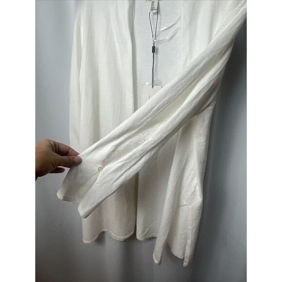 H Halston Lace Inlay Open Cardigan Sweater In White As M New - Picture 10 of 11